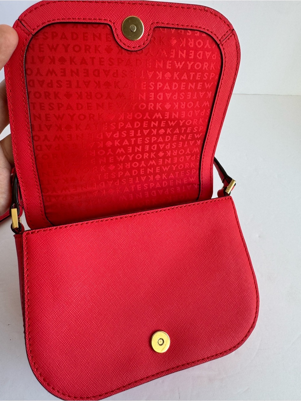 Kate Spade New York Bright Pink Saffiano Leather Flap Crossbody Bag Small Purse - Picture 10 of 15